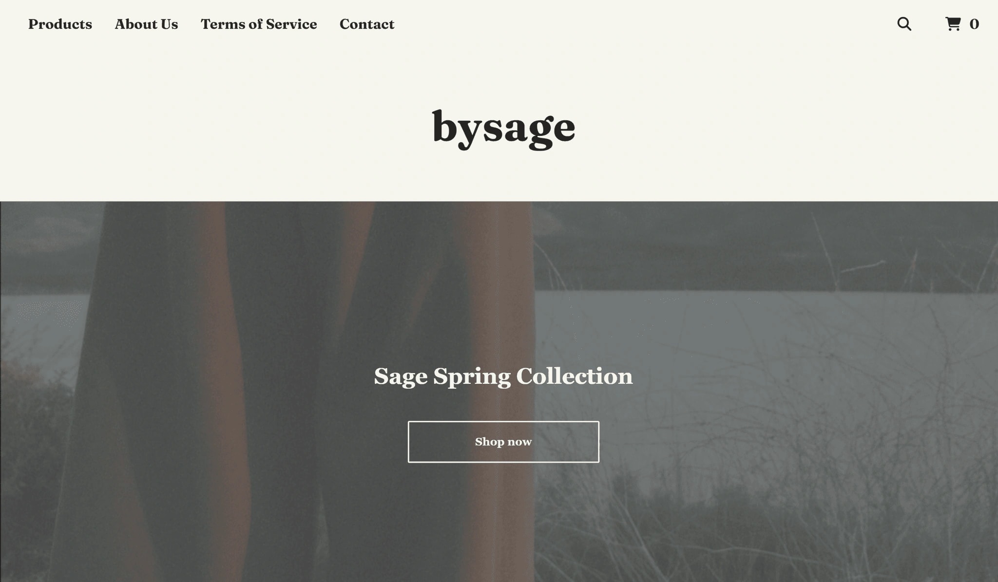 BySage storefront and navigation from the existing BigCartel site